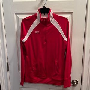 Mizuno athletic 1/4 zip up red white small NWOT